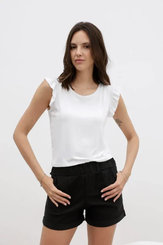 MUSCULOSA CREP CON VOLADOS CORTA 1