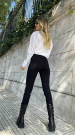 Pantalon slim fit, gabardina, negro natural